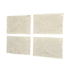 Martha Stewart Everyday PERFECT White Embroidered Cotton Placemats Set of 4